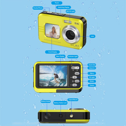 WDC901 3.5m Waterproof 48MP HD Dual Screen Outdoor Sports Digital Camera EU Plug(Green) - Children Cameras by buy2fix | Online Shopping UK | buy2fix