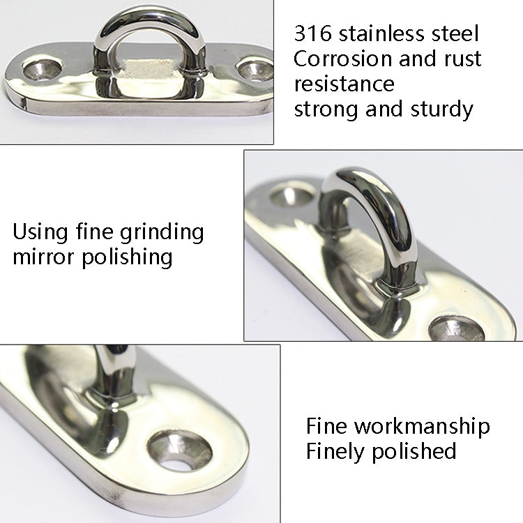 316 Stainless Steel Oval Boat Plate Seat Hand Rowing Boat Fixed Seat Accessories, Specification: 75mm - Marine Accessories & Parts by buy2fix | Online Shopping UK | buy2fix