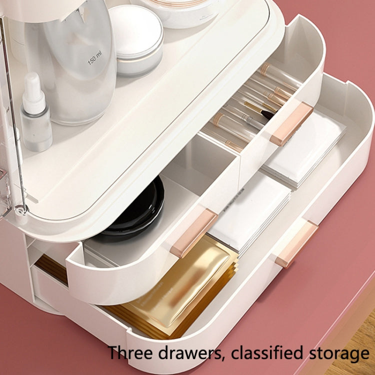 Dust-Proof Drawer Type Cosmetic Storage Box Household Large-Capacity Desktop Lipstick Storage Box, Colour: LED Model White - Storage Boxes by buy2fix | Online Shopping UK | buy2fix