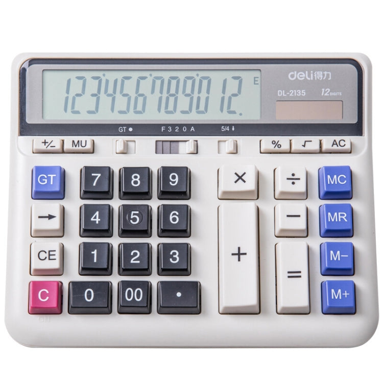 Deli 2135 Computer Keyboard Calculator Big Button Bank Office Finance Accounting Solar Calculator(White) - Calculator by Deli | Online Shopping UK | buy2fix