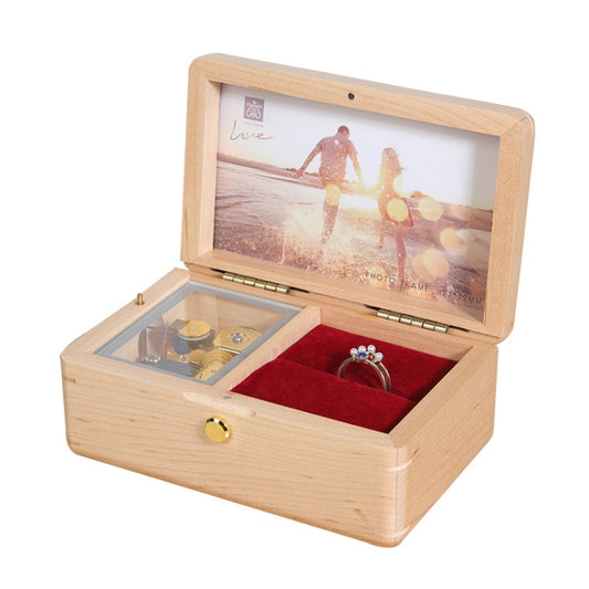 Wooden Jewelry Storage Music Box with Photo Frame Function, Spec: Maple+Rings Flannel - Music Box by buy2fix | Online Shopping UK | buy2fix