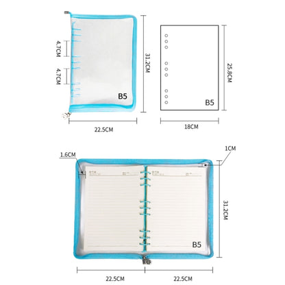B5 9 Rings Loose-leaf Journal Clear PVC Cover Zipper Planner Notebook Without Inner Pages(Purple) - Notebooks by buy2fix | Online Shopping UK | buy2fix