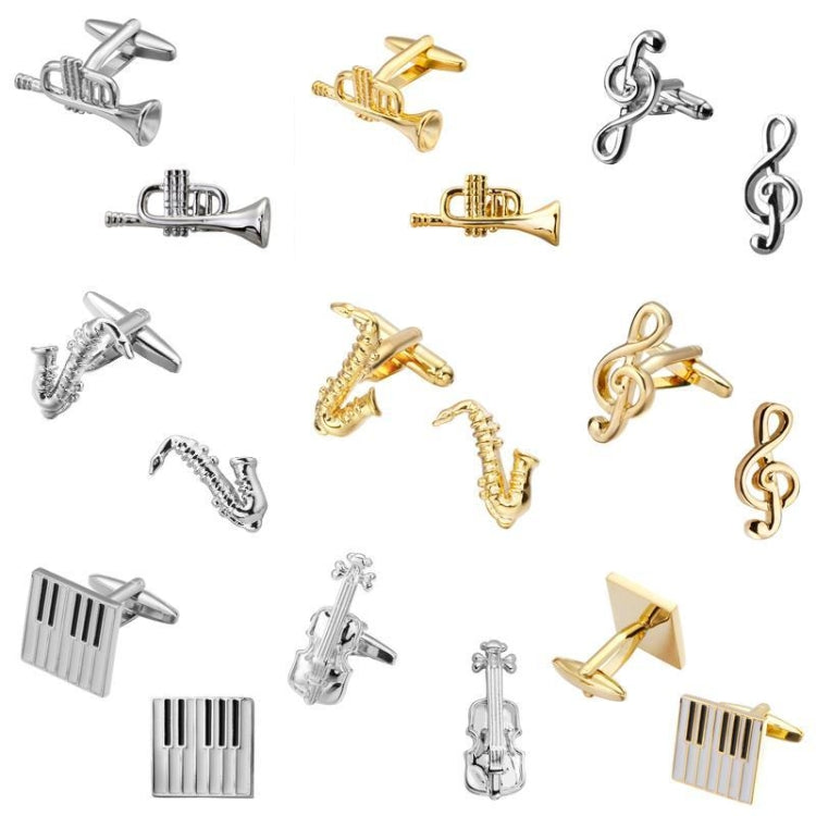 Brass Music Series Instrument Note Cufflinks, Color: Gold Piano Keyboard - Cufflinks by buy2fix | Online Shopping UK | buy2fix