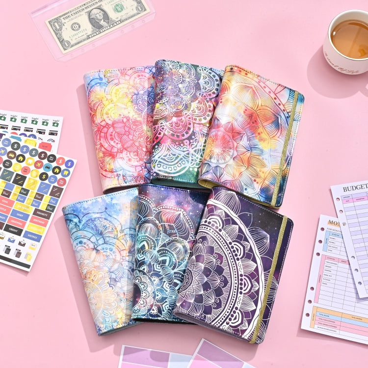 A6 Mandala Binder Financial Plan Notebook PU Leather Cash Budget Book(Gorgeous Pink) - Notebooks by buy2fix | Online Shopping UK | buy2fix