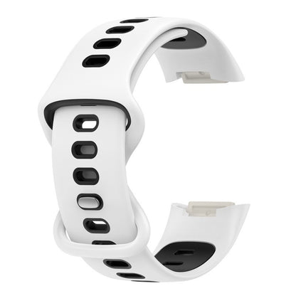 For Fitbit Charge 5 Smart Watch Sports Waterproof Two-Color Silicone Band(White Black) - Watch Bands by buy2fix | Online Shopping UK | buy2fix