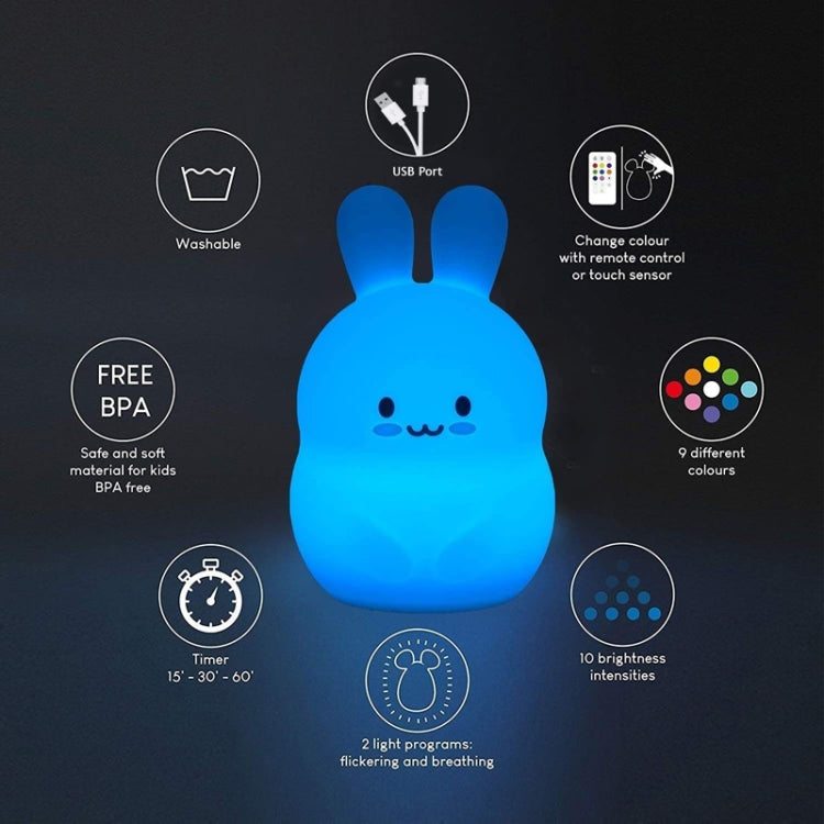 Rabbit Silicone Pat Night Light Children Gift Color Changing Lamp, Specification: Charging - Night Lights by buy2fix | Online Shopping UK | buy2fix