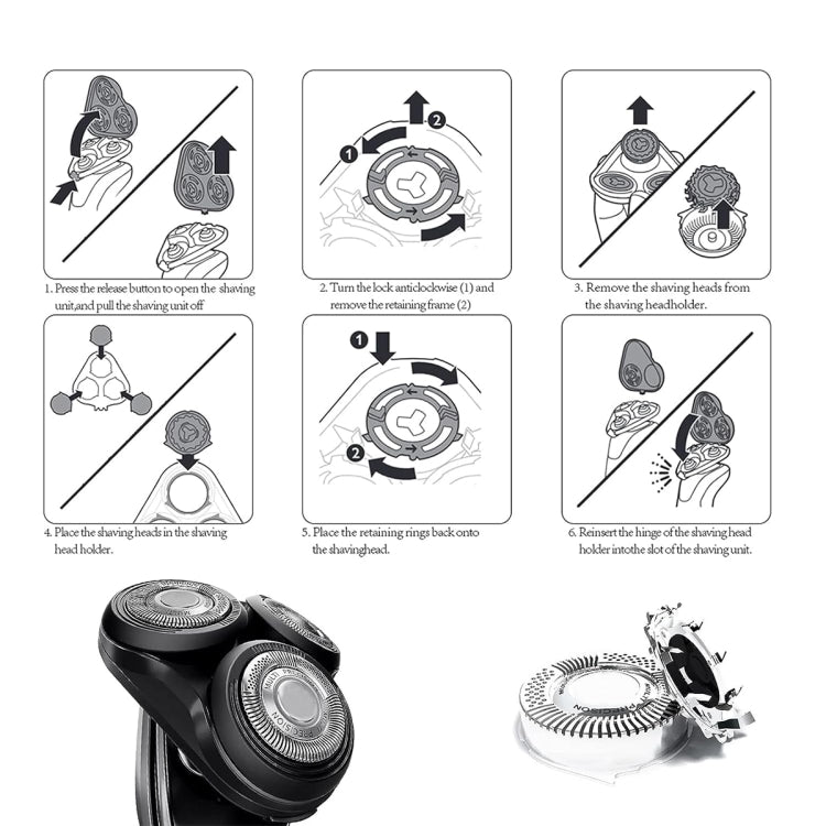 For Philips Electric Shaver S5000 Series SH50 Replacement Blade Head Integral Three Head(Silver) - Accessories by buy2fix | Online Shopping UK | buy2fix