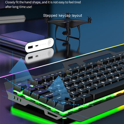 K-Snake Mechanical Feel Keyboard Mouse Kit USB Wired 104 Keycaps Computer Keyboard, Style: Keyboard+Mouse (Black) - Wired Keyboard by K-Snake | Online Shopping UK | buy2fix