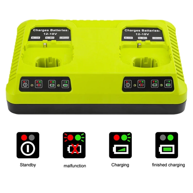 For RYOBI P108 / P117 12-18V Lithium Nickel Battery Dual Port Charger, Plug: UK - Electric Saws & Accessories by buy2fix | Online Shopping UK | buy2fix