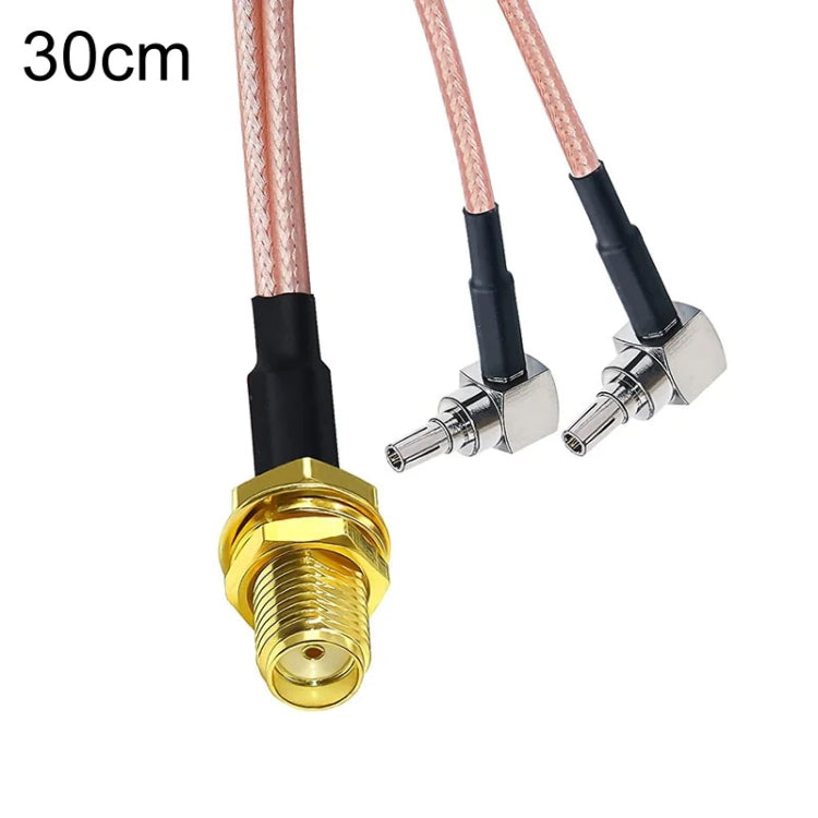 RP-SMA Female To 2 CRC9 R WiFi Antenna Extension Cable RG316 Extension Adapter Cable(30cm) - Connectors by buy2fix | Online Shopping UK | buy2fix