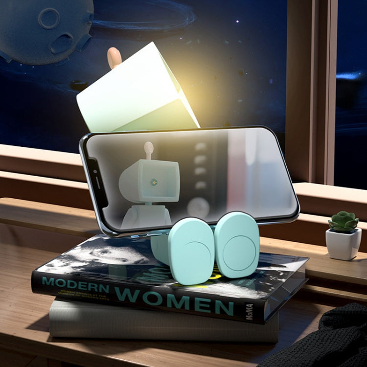 Mini Astronaut Magnetic LED Night Light Desktop Building Block Ornaments Desk Lamp, Color: Round White - Bedside Light by buy2fix | Online Shopping UK | buy2fix