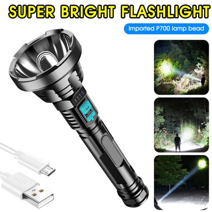 Strong Light Flashlight USB Rechargeable LED Super Bright Long-range Outdoor Lighting(Black) - LED Flashlight by buy2fix | Online Shopping UK | buy2fix