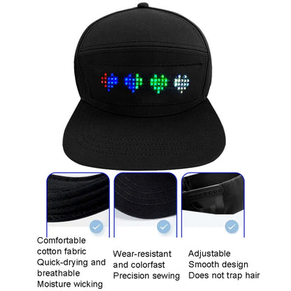 LED Luminous Advertising Hat DIY Words Pixel Lighting Rechargeable Bluetooth APP Control Scrolling Message Flexible Cap(Mixed Color Letter White) - Peaked Cap by buy2fix | Online Shopping UK | buy2fix