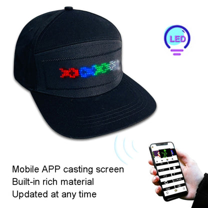 LED Luminous Advertising Hat DIY Words Pixel Lighting Rechargeable Bluetooth APP Control Scrolling Message Flexible Cap(Mixed Color Letter White) - Peaked Cap by buy2fix | Online Shopping UK | buy2fix