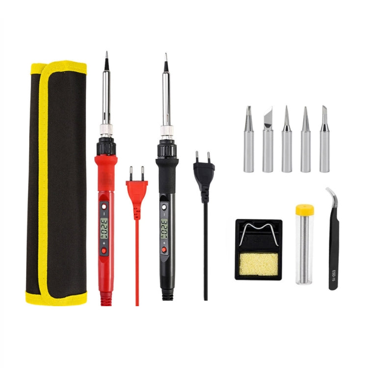 10pcs/ Set  80W Internal Heating Welding Digital Display Soldering Iron Temperature Adjustment Set, Model: Red EU Plug - Electric Soldering Iron by buy2fix | Online Shopping UK | buy2fix