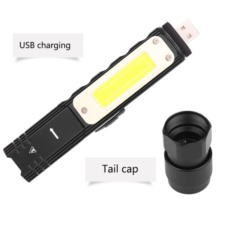 XPG+COB Red White Light USB Rechargeable Folding Strong Light Flashlight, Style: 3189A Large - LED Flashlight by buy2fix | Online Shopping UK | buy2fix