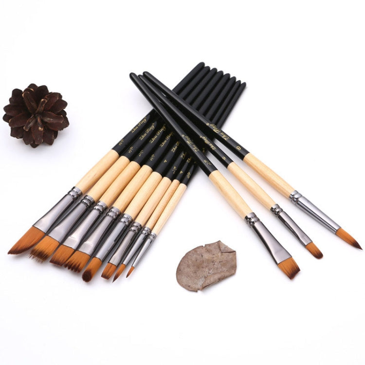 ZHU TING 18pcs /Set Two Color Nylon Bristle Paintbrush Set Painting Watercolor Brushes With Cloth Bag(Black Rod) - Art Supplies by ZHU TING | Online Shopping UK | buy2fix