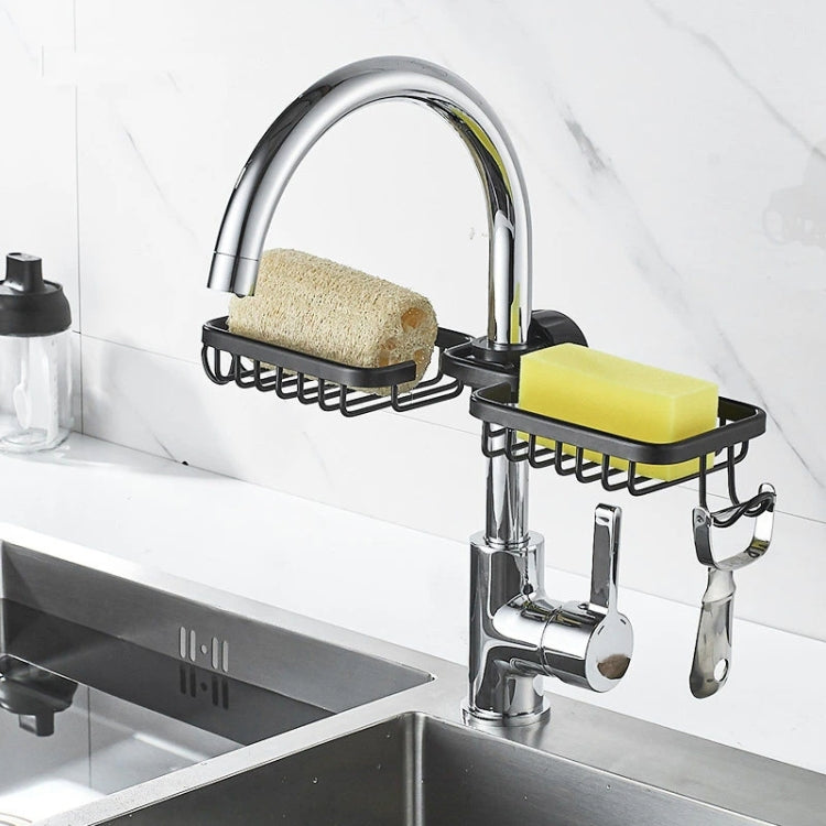 Kitchen Faucet Shelf No-Punch Sink Rag Drainage Basket Sponge Drainage Storage Rack, Style: C Black - Shelf by buy2fix | Online Shopping UK | buy2fix