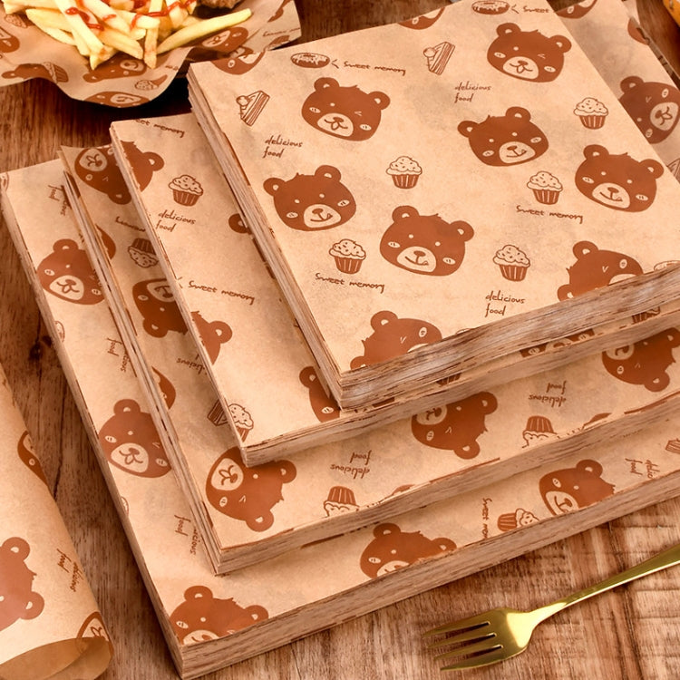 100sheets /Pack Bear Pattern Greaseproof Paper Baking Wrapping Paper Food Basket Liners Paper 22x22cm - Retail Packaging by buy2fix | Online Shopping UK | buy2fix