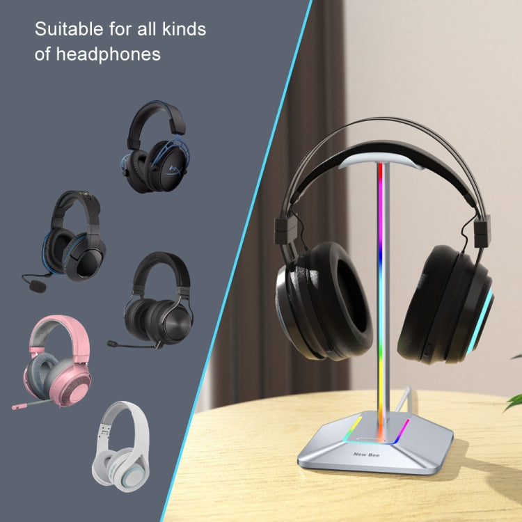 New Bee Dual Output Colorful Headset Display Rack HUB Expansion Headphone Holder, Color: Z9 Without Extended Interface Black - Headset Stand by buy2fix | Online Shopping UK | buy2fix