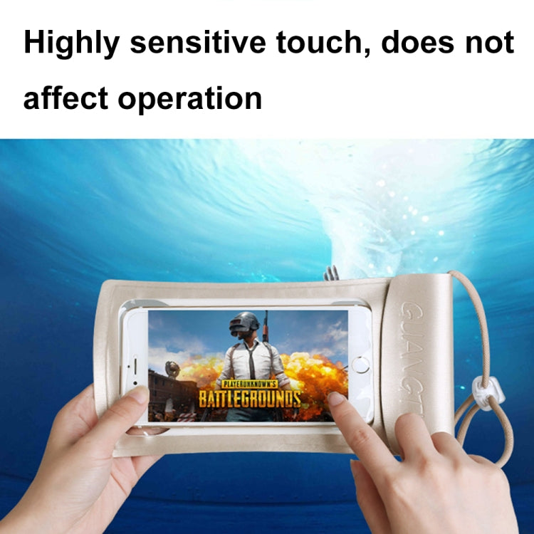 TPU Transparent Touch Screen Phone 30m Waterproof Bag Outdoor Rafting Phone Case(Champagne) - Waterproof Bag by GUANGTU | Online Shopping UK | buy2fix