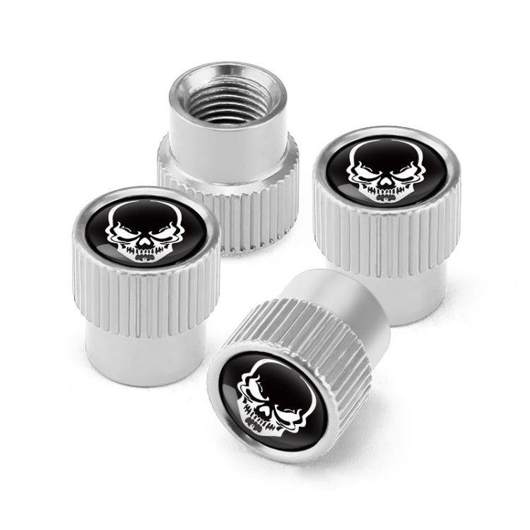 4pcs /Set Skeleton Car Tire Universal Aluminum Valve Cap(Silver) - Tire Valve Caps by buy2fix | Online Shopping UK | buy2fix