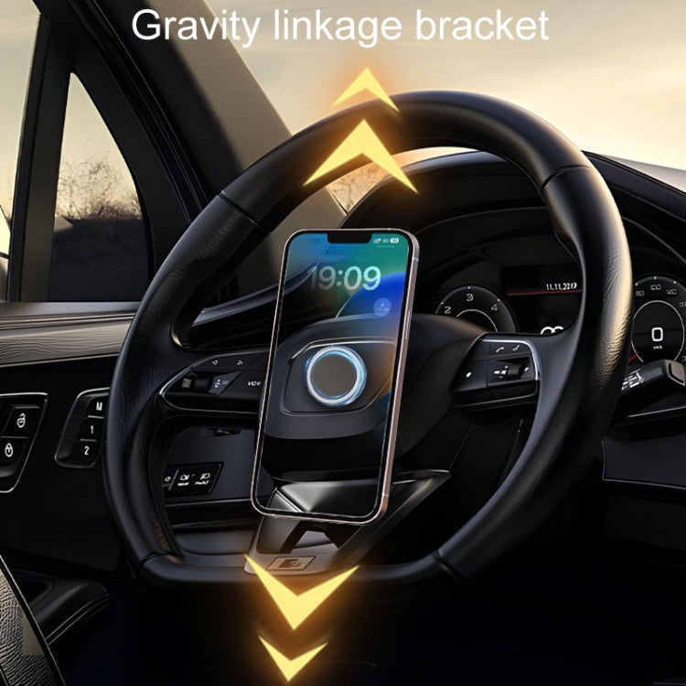 D35 Zero Gravity Car Steering Wheel Phone Navigation Mount Sticky Metal Magnetic Holder - Car Holders by buy2fix | Online Shopping UK | buy2fix