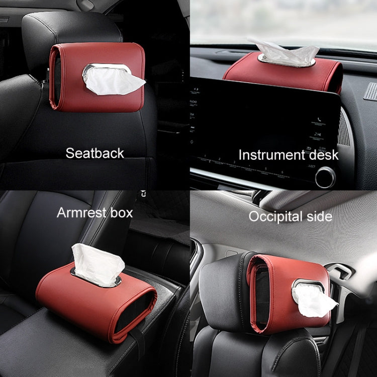 Auto Armrest Tissue Box Car Seat Back Hanging Napkin Pack Cover(Gray) - Tissue Boxes by buy2fix | Online Shopping UK | buy2fix
