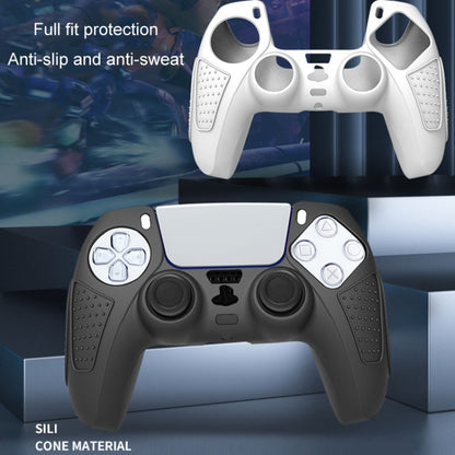 For PS5 Gamepad Silicone Protective Case Anti-Skid Soft Silicone Cover, Color: White+2 Hats - Cases by buy2fix | Online Shopping UK | buy2fix