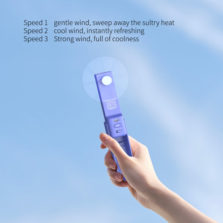 PS-J009 4-In-1 LED Light Buzzer Alarm Mini Folding Handheld Fan(Milk White) - Electric Fans by buy2fix | Online Shopping UK | buy2fix