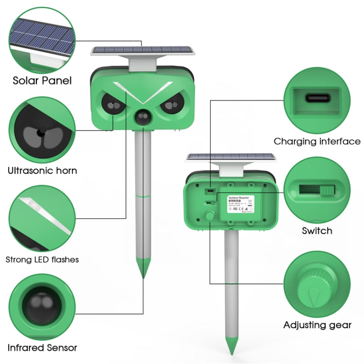 Outdoor Solar Animal Repeller Multi-functional Bird/Cat/Rat Repeller(SJZ028-2) - Outdoor Insect Repellent by buy2fix | Online Shopping UK | buy2fix