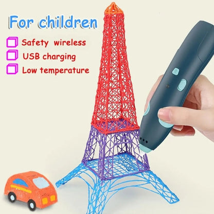 USB Charging Low-Temperature Wireless Graffiti Printing Pen Set Children DIY 3D Painting Pen(Purple) - 3D Printer by buy2fix | Online Shopping UK | buy2fix