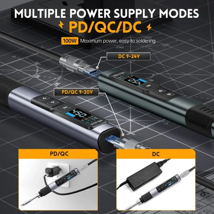 FNIRSI Portable Constant Temperature Soldering Iron Set, Model: HS-02B Upgrade 3 Head+C2C Line+90W US Plug - Soldering Iron Set by FNIRSI | Online Shopping UK | buy2fix