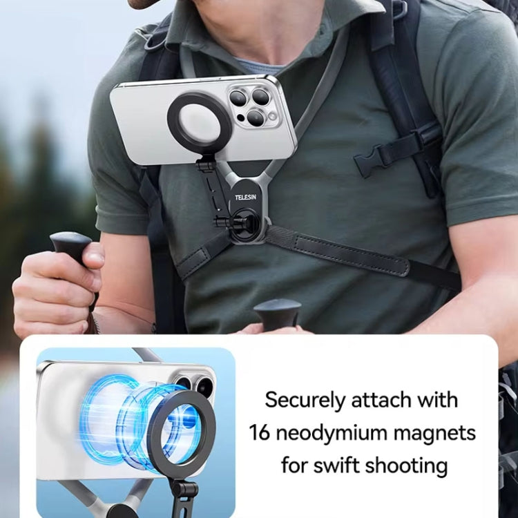 TELESIN MNM-002 Magsafe Magnetic Suction Mobile Phone Hanging Neck POV Viewing Angle Lazy Stand(Sky Blue) - Stand by TELESIN | Online Shopping UK | buy2fix