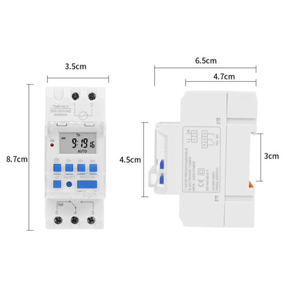 SINOTIMER TM919A-2 220V 16A Din Rail Mount Digital Timer Switch Microcomputer Weekly Programmable Time Relay Control - Switch by SINOTIMER | Online Shopping UK | buy2fix