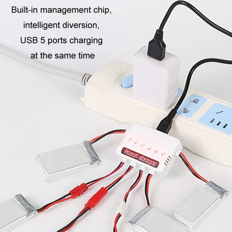 One To Six 3.7V Lithium Battery Drone USB Charger, Color: White JST Port - Charger by buy2fix | Online Shopping UK | buy2fix