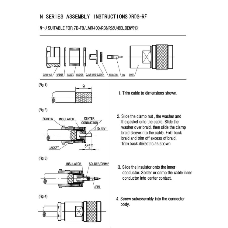 N Male Coax Adapter For LMR400 / RG8 / Belden 9913 / KMR400 RF Coaxial Cable - Connectors by buy2fix | Online Shopping UK | buy2fix