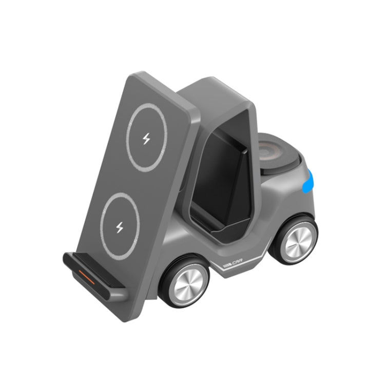 T20S 3-In-1 15W Small Forklift-Shaped Desktop Wireless Charger With LED Atmosphere Light(Gray) - Wireless Charger by buy2fix | Online Shopping UK | buy2fix