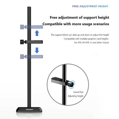 COOLMOON GH195 Desktop Computer Vertical Mounted Graphics Card Protection Shelf Metal Rod Magnetic Support Bracket, Color: Silver - Caddies & Enclosures by COOLMOON | Online Shopping UK | buy2fix