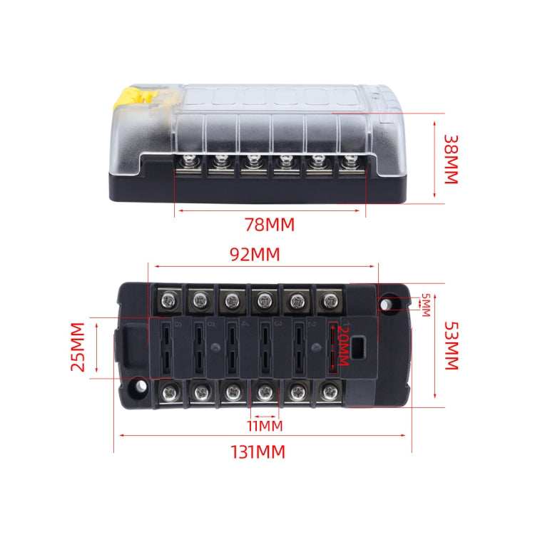 6-Way Plug-In Insulated Cover Fuse Box For Cars Yachts, Set: Upgraded Version A - Fuse by buy2fix | Online Shopping UK | buy2fix