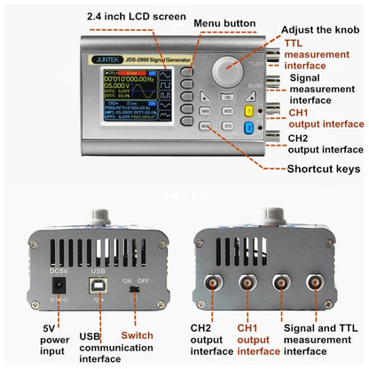 JUNTEK Programmable Dual-Channel DDS Function Arbitrary Waveform Signal Generator, Frequency: 30MHz(AU Plug) - Other Tester Tool by buy2fix | Online Shopping UK | buy2fix