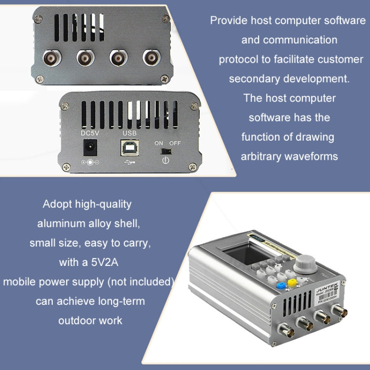 JUNTEK Programmable Dual-Channel DDS Function Arbitrary Waveform Signal Generator, Frequency: 60MHz(US Plug) - Other Tester Tool by buy2fix | Online Shopping UK | buy2fix