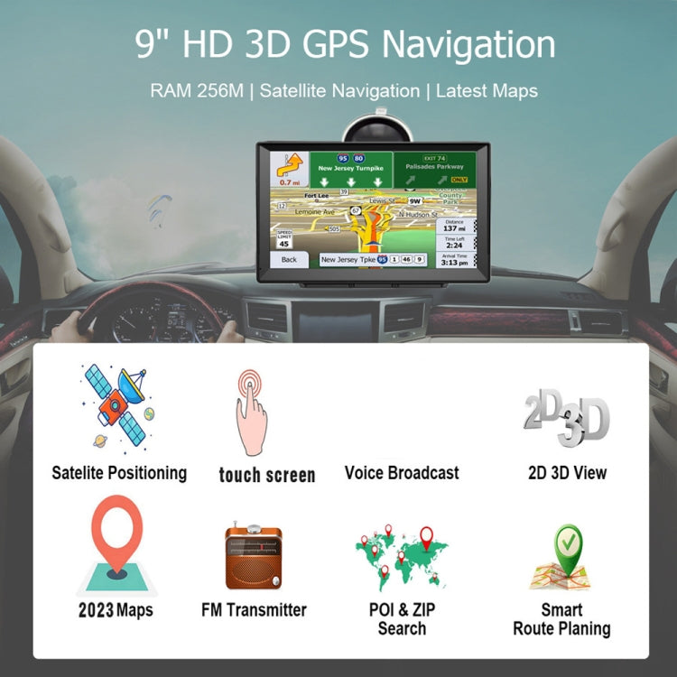 9 Inch 8G/256M Car GPS Navigator With Large Screen Capacitive Bluetooth Map, Area: Germany Map - Car MP3 & MP4 & MP5 by buy2fix | Online Shopping UK | buy2fix