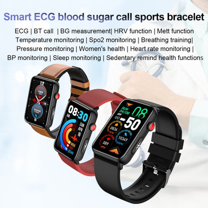 Smart Watch Ring ECG Temperature Heart Rate Blood Pressure Health Bluetooth Talking Watch, Color: Black Leather - Smart Wristbands by buy2fix | Online Shopping UK | buy2fix