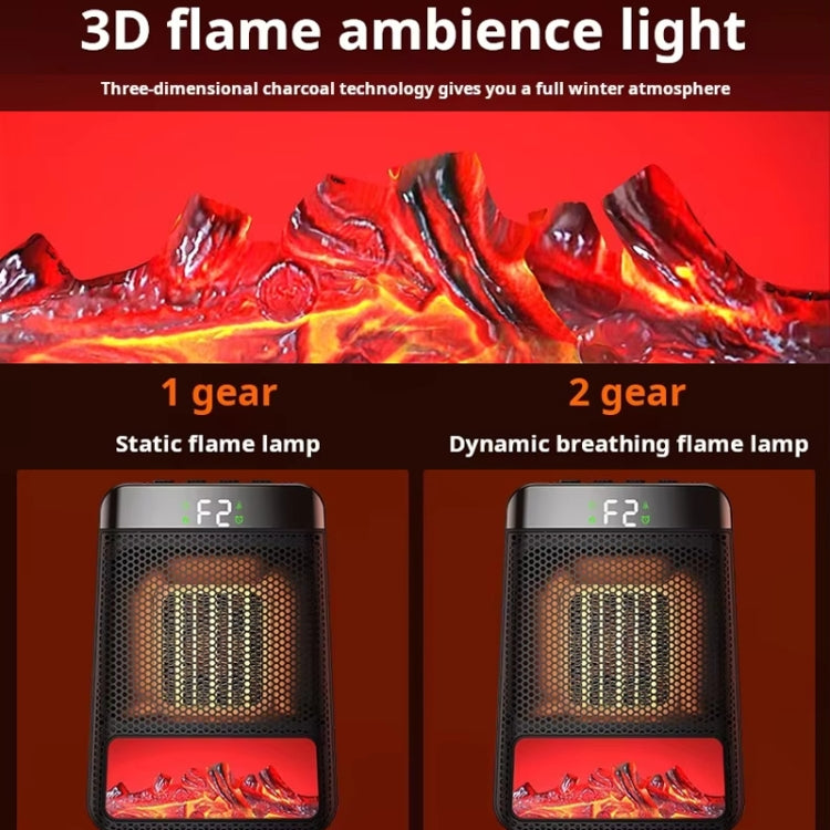 E03 Desktop PTC Heater Dynamic Flame Light Warmer EU Plug - Electric Heaters by buy2fix | Online Shopping UK | buy2fix