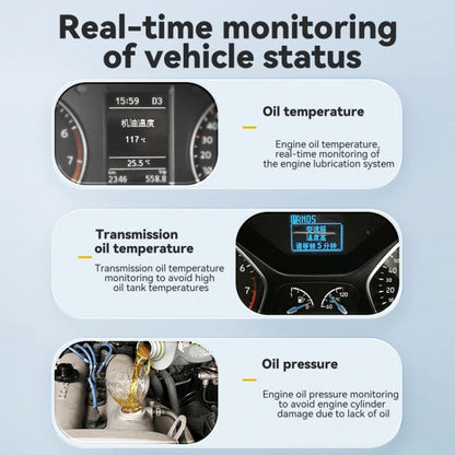 Head-up Display OBD Multi-function Vehicle Instrument Oil Temperature Gearbox Monitoring Screen(S100) - Head Up Display System by buy2fix | Online Shopping UK | buy2fix