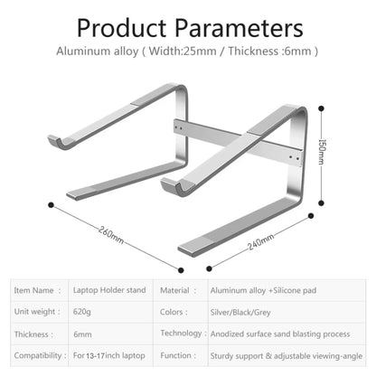 Desktop Aluminum Alloy Heightened Heat Dissipation Laptops Stand(Silver) - Laptop Stand by buy2fix | Online Shopping UK | buy2fix