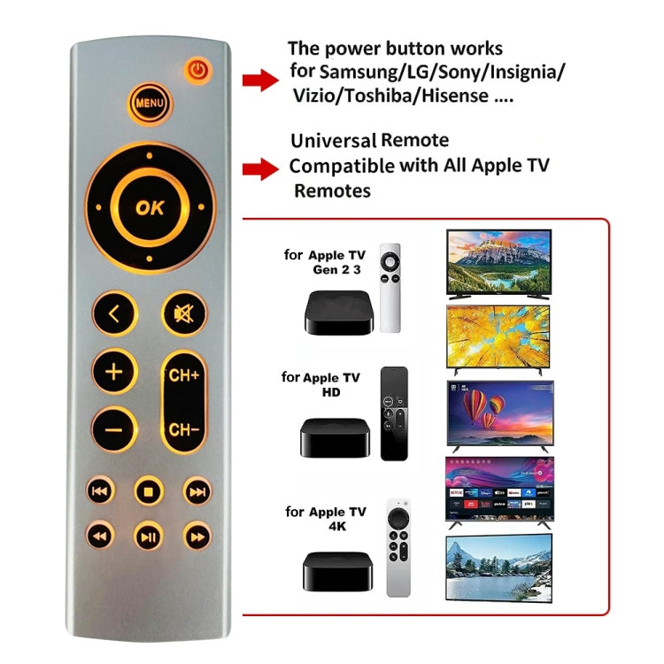 For Apple TV Remote Control 4K / HD A2169 A1842 A1625 Backlight Style Without Voice - TV by buy2fix | Online Shopping UK | buy2fix