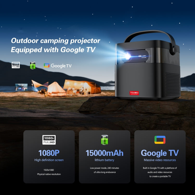 TOUMEI M2 Built-In Large Capacity Battery Outdoor Projector Handheld Portable Projection EU Plug - Mini Projector by TOUMEI | Online Shopping UK | buy2fix