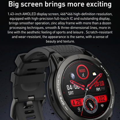 Outdoor Sports Smart Watch 1.43 Inch Ultra HD AMOLED Screen Bluetooth Talking Watch(Black) - Smart Watches by buy2fix | Online Shopping UK | buy2fix